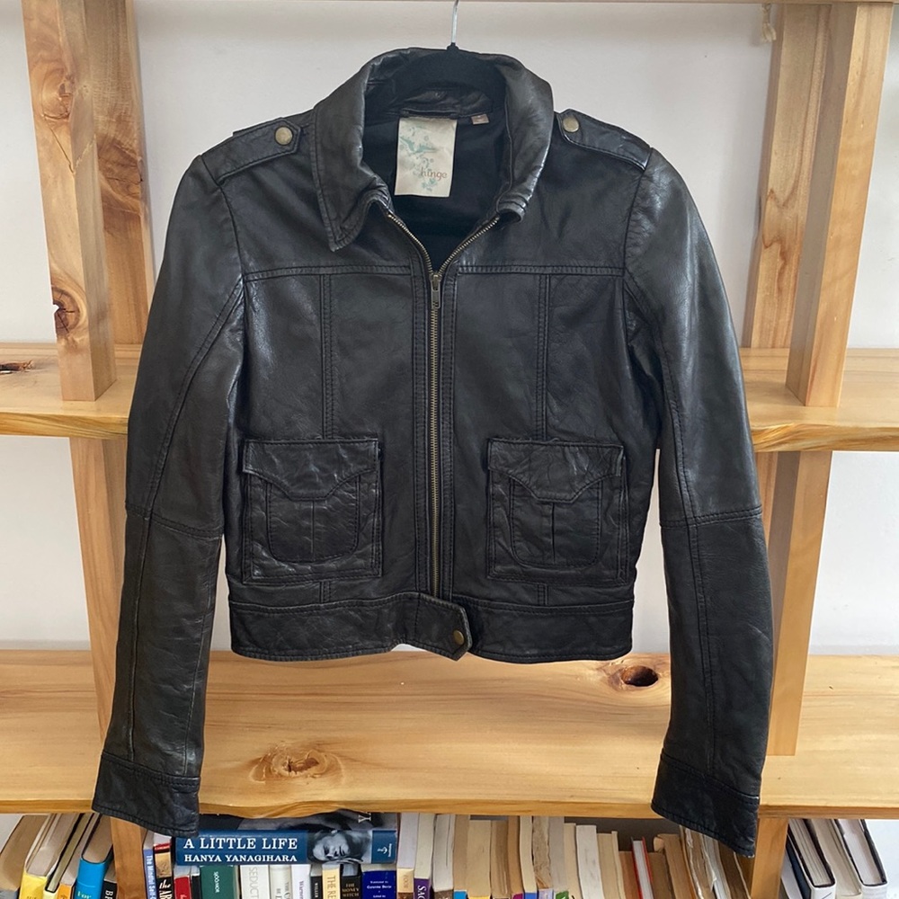 Hinge 100% lamb leather moto jacket